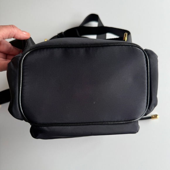 Lauren Ralph Lauren Keely Small Black Nylon Satin Gold Trim Backpack Bag - Picture 7 of 13